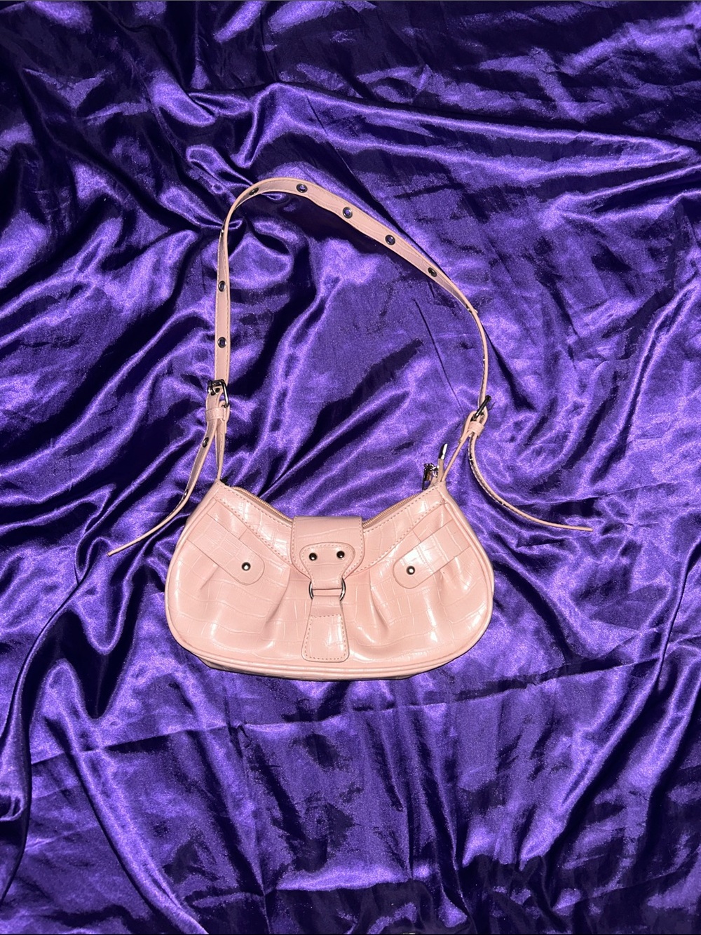 Women’s faux Leather mini Shoulder Bag in Light Pink